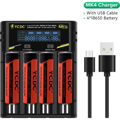 YCDC Original 3.7 V 3000 MAH 18650 battery for toys tools flashlight battery With Universal Smart 2/4 Slots Battery Charger