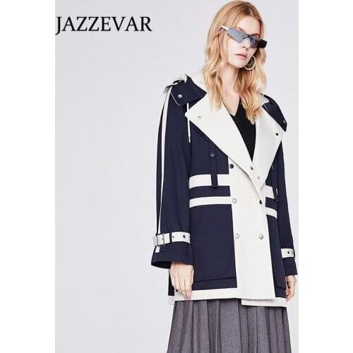 JAZZEVAR 2021Windbreaker womens mid-length Korean version of the autumn new chic loose and small hit color tooling trench coat