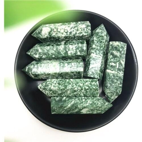 1PC Natural Qing Hai Green Spot Point Healing High Quality Mineral Stone Collection Decor Natural Stones and Minerals