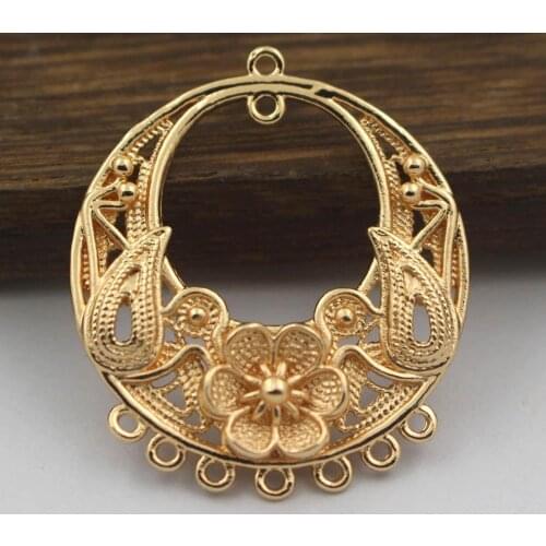 10pcs Brass Casted Flower Loops Connectors Circle Charms Pendant High Quality Women Dangle Hanging Tassel Earrings Making