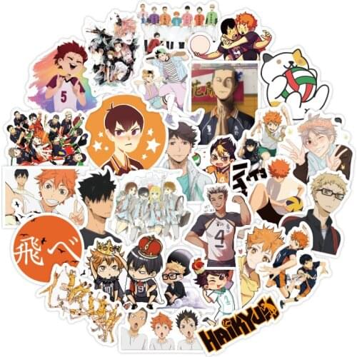 50pcs haikyuu Waterproof Stickers Cartoon Graffiti Sticker Stickers For Laptop Luggage Skateboard Phone Decals DIY Scrapbooking