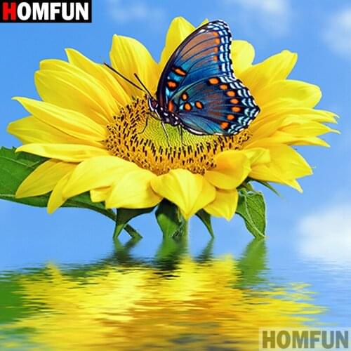 HOMFUN Full Square/Round Drill 5D DIY Diamond Painting "Flower butterfly" Embroidery Cross Stitch 5D Home Decor A07560