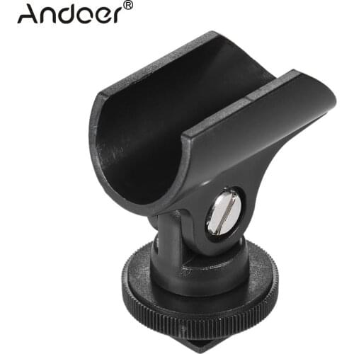 Andoer 19mm Plastic Mic Microphone Holder Clip with Hot Shoe & 1/4" Screw Hole for DSLR Camera