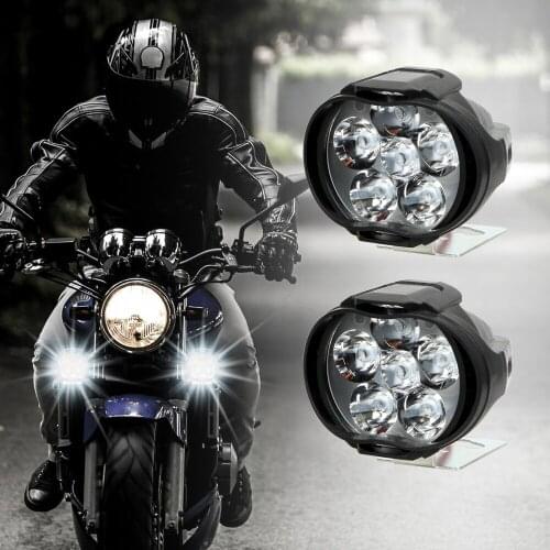 2Pcs Motorcycles Headlight 6000k White Super Bright 6 LED Working Spot Light Motorbike Fog Lamp 12V LED Scooters Spotlight