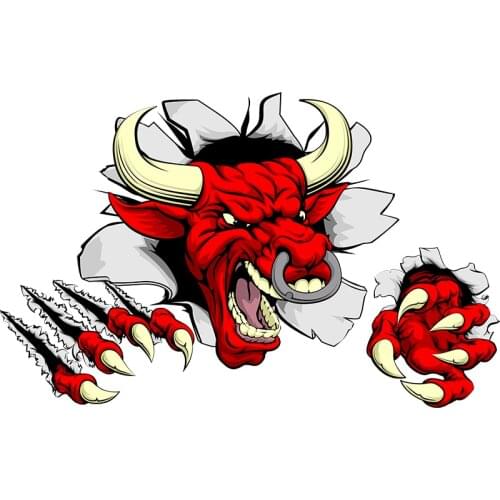 Fuzhen Boutique Decals Exterior Accessories 3D Cow Red of Bull Car Sticker Vinyl Decals Motorcycle Stickers PVC Graphic