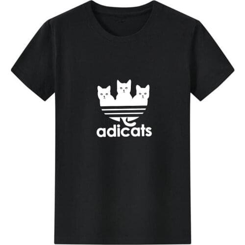 Cat Printed T-shirt Women Cotton O-neck Casual Short-sleeved Women T Shirts Black White Letters Personalized Tshirt Women