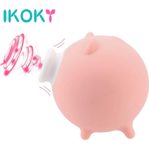 IKOKY Nipples Breast Massage Female Masturbator Sucker Vibrator For Clitoris 10 Frequency Cute Pig Vibrators For Women
