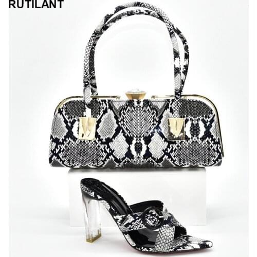 Italian Designer Shoes and Bags Matching Set Square Toe Summer Sandalias Rasteiras Femininas 2019 Shoes and Bag Set African Sets