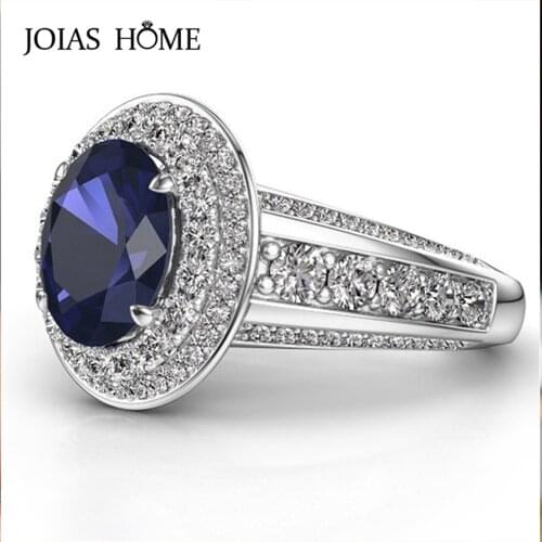 Joiashome 925 Sterling Silver Ring For Women With 7*9MM Oval Shape Sapphire Fine Jewelry Ring For Women Wedding Party Wholesale