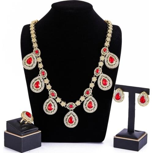 2021 Jul Afirca jewelry set for women Ring Bracelet Necklace Earring Alloy jewelry sets for Wedding New Trend Fahsion jewelry