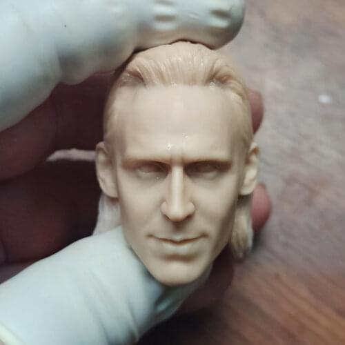 Hot Sales 1/6th Male Tom Hiddleston Loki Head Sculpture Unpainted White Color For 12inch DIY Figures Collectable