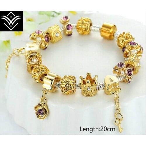 Fashion Goldent Purple Elegant Female Beaded Bracelet