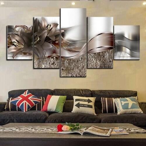 5PCS Nordic Gorgeous Flower Art Oil Painting Modular HD Printing Poster Wall Living Room Bedroom Home Decoration Without Frame