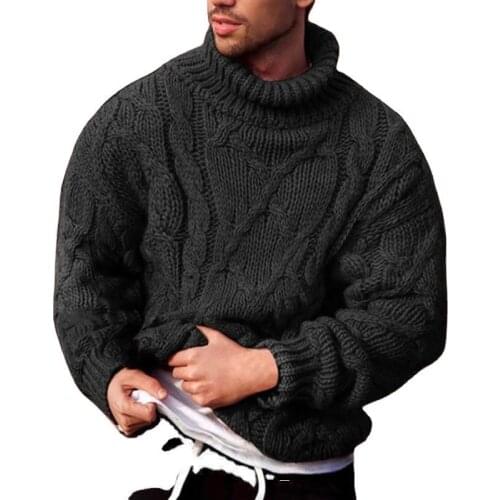 Fall/Winter Mens Twisted Turtleneck Mens Sweater Pure Color All-Match Knitwear Casual Long Sleeve Jacket Harajuku Clothing