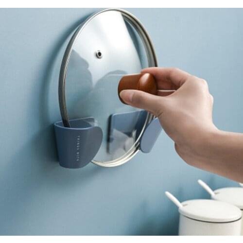 2pcs/Set Pot Lid Holder Wall-Mounted Hanging Holder for Pan Pot Cover Rack Kitchen Organizer Plastic Kitchen Storage Rack