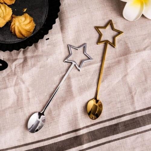 Stainless Steel Coffee Spoon Dessert Ice Cream Stirring Tea Spoons For Home Kitchen Tableware Gift Party With Star Shape