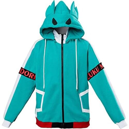2021 New Anime My Hero Academia Midoriya Izuku Cosplay Hoodie Tops Coat Woman Man Boy Costume Autumn Winter Oversize Sweatshirts