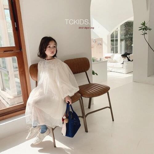 Baby Girls Princess Dress 2021 Spring New Kids Cute Net Yarn Splicing Long Sleeve Dress for Girls Childrens Clothing Dresses