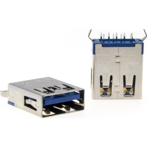 5pcs USB3.0 Socket Type A Curved Foot Connectors 9p USB Female Port Jack Tail Socket PCB Electric Terminals