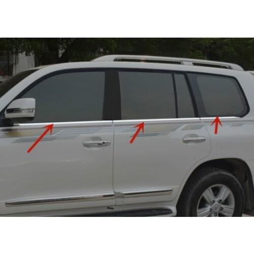 Car styling stainless steel Bottom Window Frame Sill trims 6pcs For toyota Land Cruiser FJ200 LC200 2008-2020