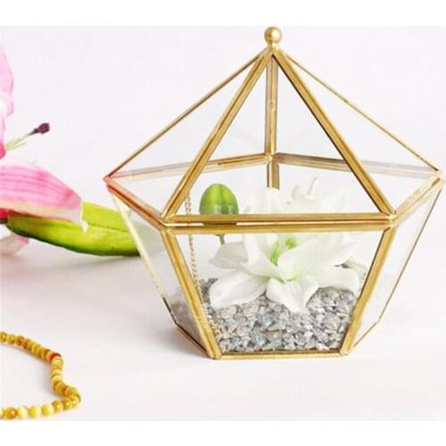 Glass Ring Box Wedding Jewelry Case Immortal Flower Glass Cover Creative Home Decoration