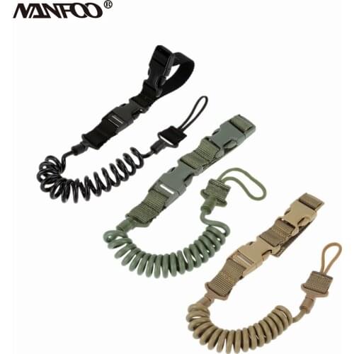 Three Colors Airsoft Spring Strap Two Point Rifle Sling Adjustable Tactical Hunting Gun Strap Elastic Spring Keychain Strap