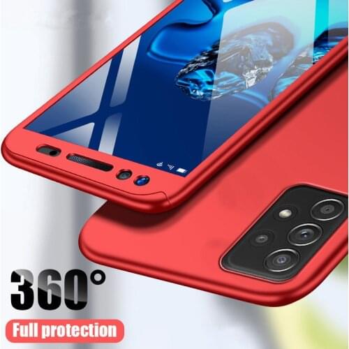 Ultra Thin 360 Full Cover Case+Glass For Samsung S21 Plus A12 A32 A42 A52 A72 A21S A51 A71 A50 A70 Full Body Protection PC Cover