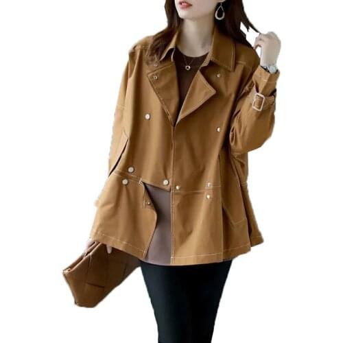 Casaco Feminino Chic Windbreaker Womens Mid-Length Outwear 2021 Spring Autumn Loose Large Size 4XL Elegant Trench Coat Female