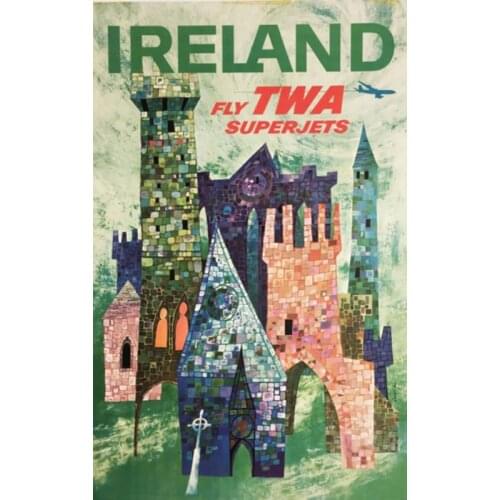 Vintage Fly TWA World Travel Ireland Retro Poster Canvas Painting DIY Wall Paper Posters Home Decor Gift