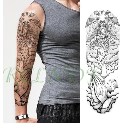 Waterproof Temporary Tattoo Sticker sun angel wings cross bird hand clap full arm large fake tatto flash tatoo for men women