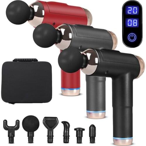 LCD Display Massage Gun Deep Muscle Fascia Gun Body Neck Back Massager Vibration Fitness Equipment Pain Relief Slimming Shaping