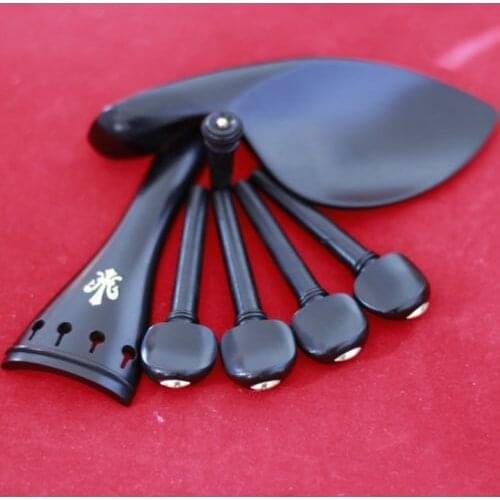 1 Set Brand New High Quality Natural Ebony 4/4 Violin Parts Accessories Tailpiece Chinrest Endpin Violino Accessories