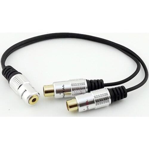 1pc 3.5mm 1/8" Mini Stereo Female To 2 RCA Female Jack Audio Adapter Splitter Cable 25cm