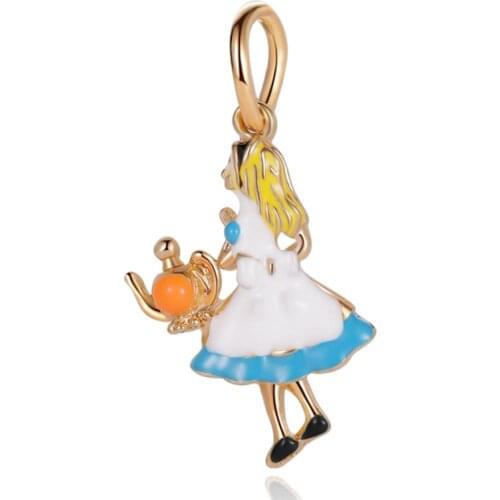 1Pcs New Cute Wishing Girl Pendant DIY Beads Suitable for Original Pandora Charm Bracelet Ladies Jewelry Making Gifts