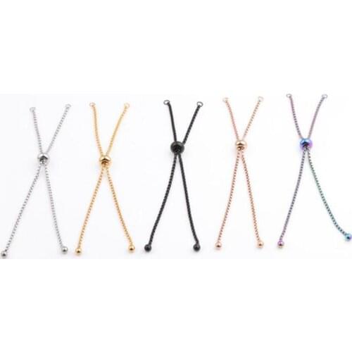 10pcs/lot Stainless Steel Adjustable Slider Chain for Jewelry Making DIY Two Loops Connector Pendants Bracelets Accessories