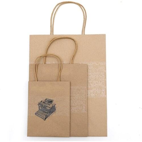 10pcs/lot- Retro kraft paper bag with handle wedding party gift packaging Boutique gift bags