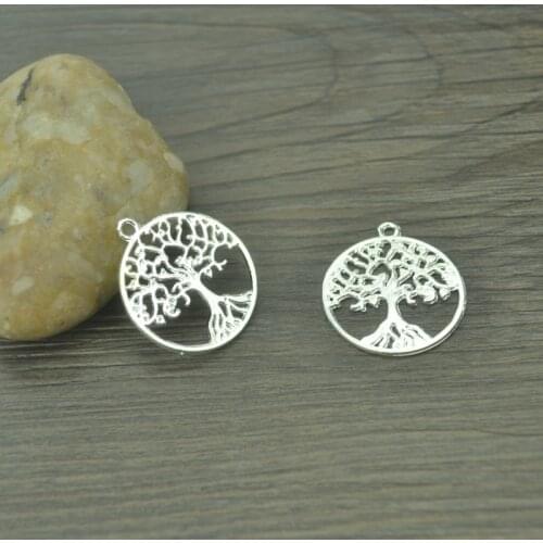 10 pcs Fashion charms round metal Tree of life pendant diy jewelry necklace Q211