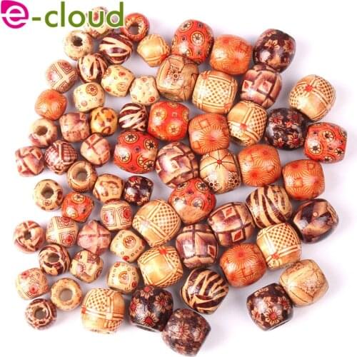 50Pcs 12-17mm Dreadlock Bead Wooden Hair Beads for Braiding Hair Big Hole Dreadlock Bead/Ring For Braiding Hair Extension