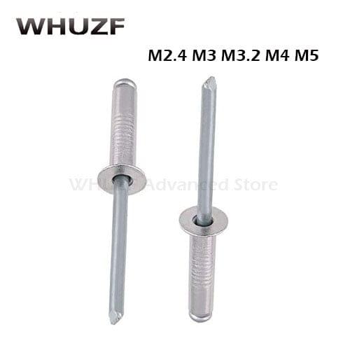 100pcs M2.4 M3.2 M4 M5 GB12618 Aluminium Mushroon Head Break Mandrel Blind Rivets Nail Pop Rivets For Furniture Car Aircraft