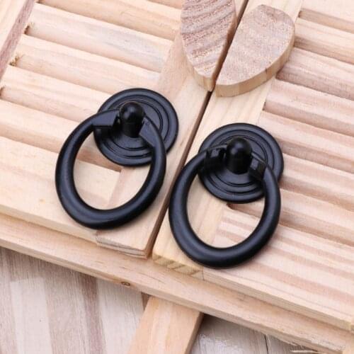 2Pcs Furniture Handle Black Kitchen Cabinets Pull Handle Knobs Drawer Door Ring N0HB
