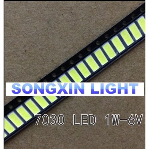 200pcs 1w 7030 Cool White smd leds(lights led) 6V 240mA 6000K -6500K Super Bright Led Chips 110-120LM
