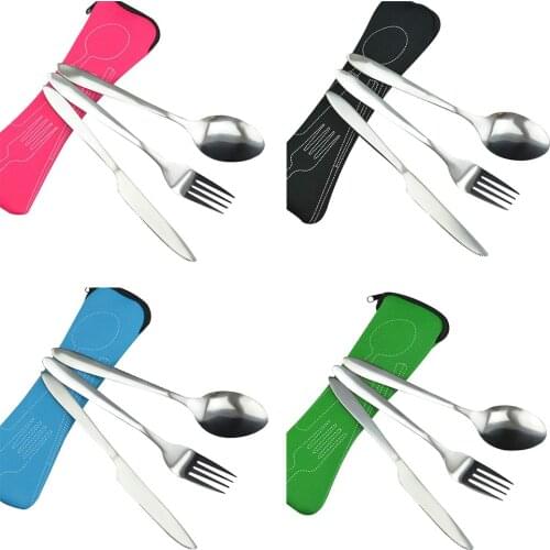 3PCS Stainless Steel Western Steak Cutlery Set Flatware Set With Case Reusable Travel Cutlery Set Portable Western Tableware Set
