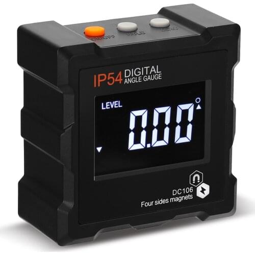 4*90° IP65 Waterproof Level Angle Finder Digital Protractor Inclinometer Level LED Absolute Measurement/Relative Measurement