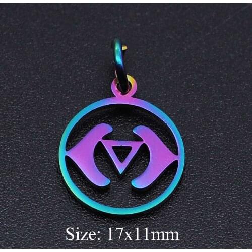 5pcs/lot Stainless Steel Rainbow Color 7 Chakra Charm Pendant Wholesale Necklace Pendants Jewelry Making Charms