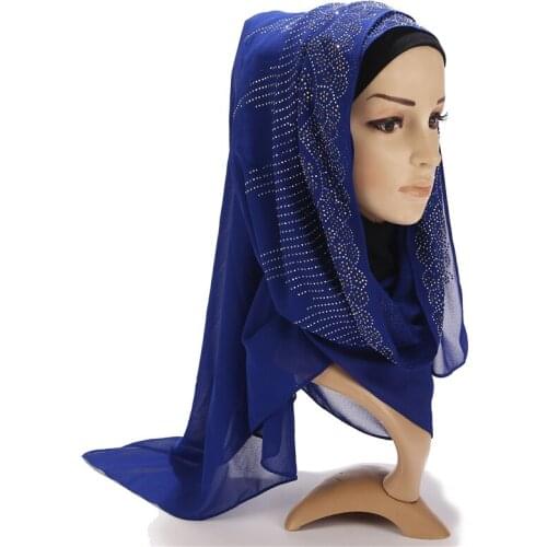 72*175cm summer muslim women bubble chiffon hijab scarf diamonds glitter femme musulman shawls islamic headscarf malaysia hijab