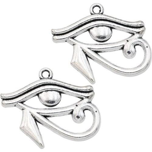Antique Silver Tone Rah Egypt Eye Of Horus Egyptian Charms Pendants for Jewelry Making DIY Handmade Craft 27x33mm