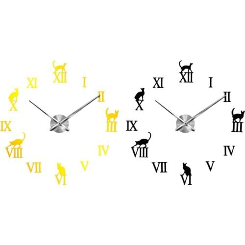 Frameless DIY Wall Clock 3D Acrylic Sticker Parts Kit Home Roman Numerals B