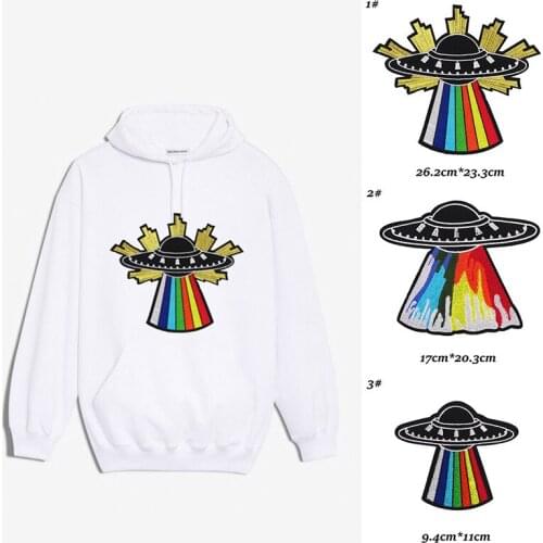 Big Size Space High Quality Iron on Rainbow Universe Applique Planet Patch for T-shirt Garment DIY Apparel Clothes Accessories
