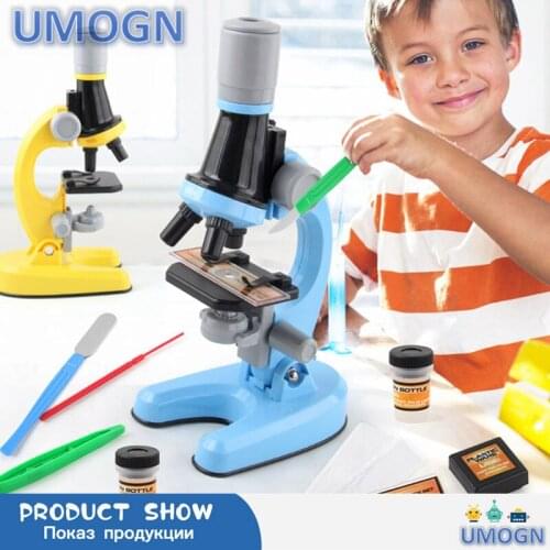 Children Biological Microscope Microscope Kit Lab LED 100X-400X-1200X Home School Science Educational Toy Gift For Kids Child 's