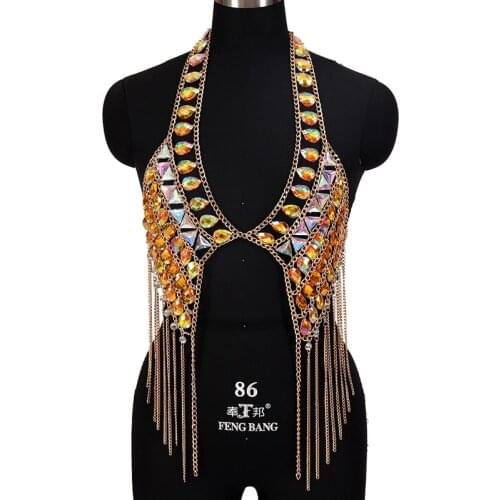 Fetish Women Bandage Lingerie Sexy Erotic Metal Chain Tassel Cross Harness Underwear Nightclub Dance Costumes Goth Sword Belt